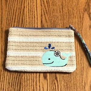 Vera Bradley Seashore Beach Wristlet w/ embroidered whale - Like New!
